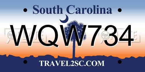 WQW734 South Carolina License Plate
