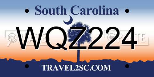 WQZ224 South Carolina License Plate