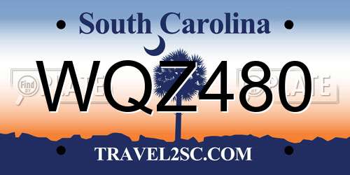 WQZ480 South Carolina License Plate