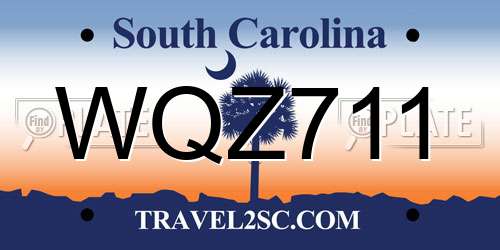 WQZ711 South Carolina License Plate