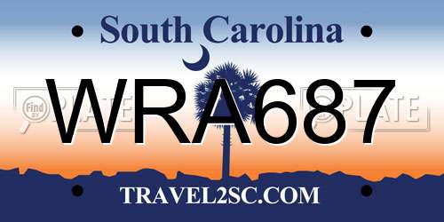 WRA687 South Carolina License Plate