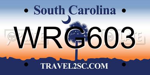 WRG603 South Carolina License Plate
