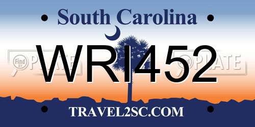 WRI452 South Carolina License Plate