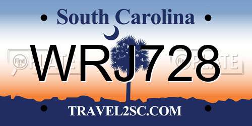 WRJ728 South Carolina License Plate