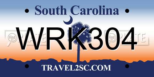 WRK304 South Carolina License Plate