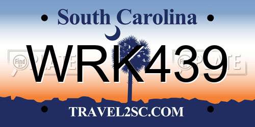WRK439 South Carolina License Plate
