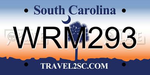 WRM293 South Carolina License Plate