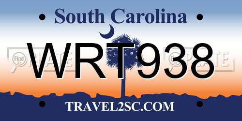 WRT938 South Carolina License Plate