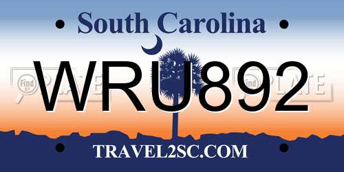 WRU892 South Carolina License Plate