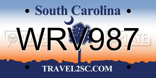 WRV987 South Carolina License Plate