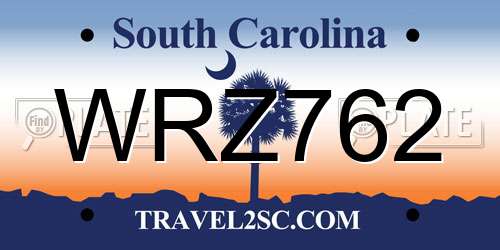 WRZ762 South Carolina License Plate