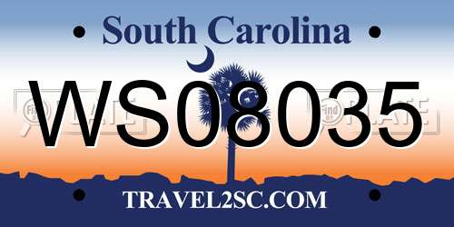 WS08035 South Carolina License Plate