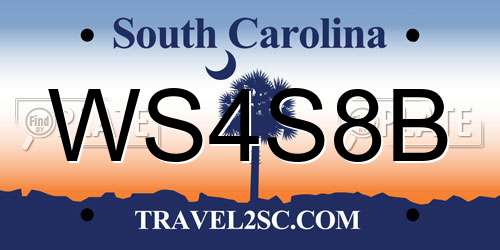 WS4S8B South Carolina License Plate