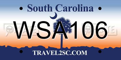 WSA106 South Carolina License Plate