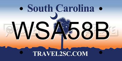 WSA58B South Carolina License Plate