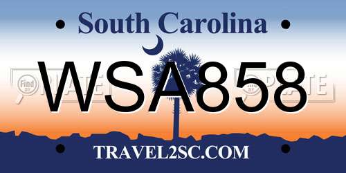 WSA858 South Carolina License Plate