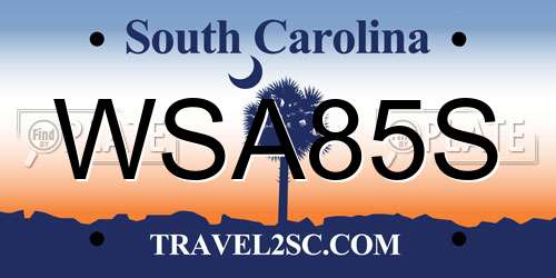WSA85S South Carolina License Plate