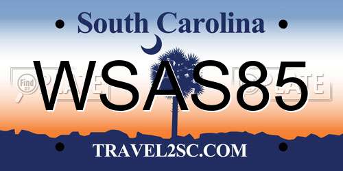 WSAS85 South Carolina License Plate
