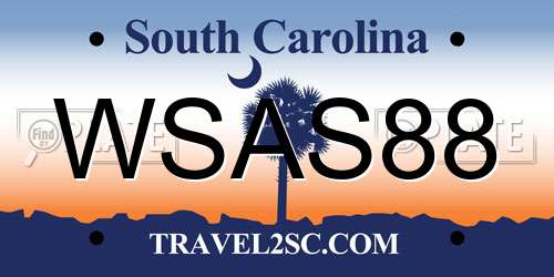 WSAS88 South Carolina License Plate