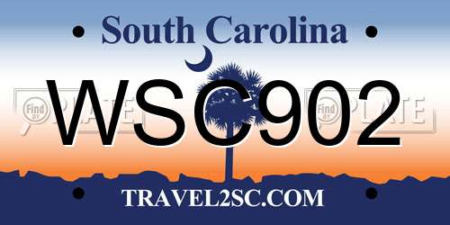 WSC902 South Carolina License Plate