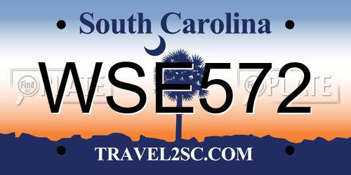 WSE572 South Carolina License Plate