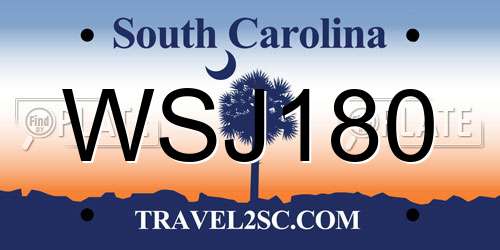 WSJ180 South Carolina License Plate