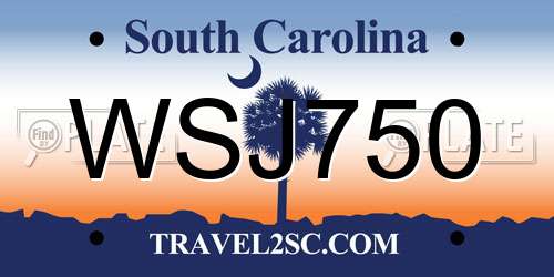 WSJ750 South Carolina License Plate
