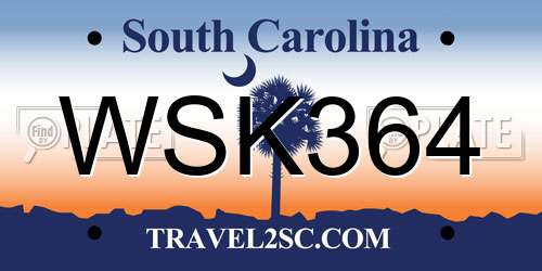WSK364 South Carolina License Plate