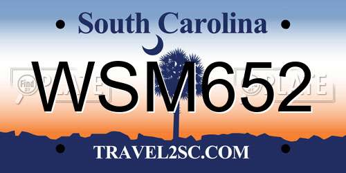 WSM652 South Carolina License Plate