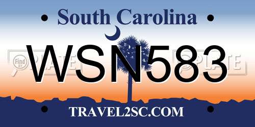 WSN583 South Carolina License Plate