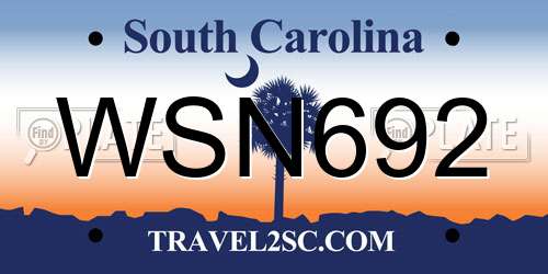 WSN692 South Carolina License Plate