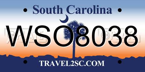WSO8038 South Carolina License Plate