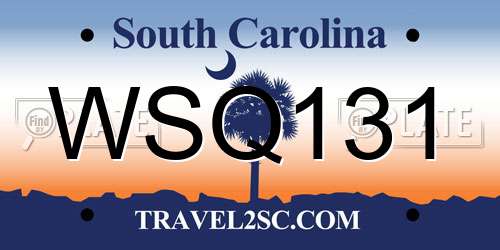 WSQ131 South Carolina License Plate