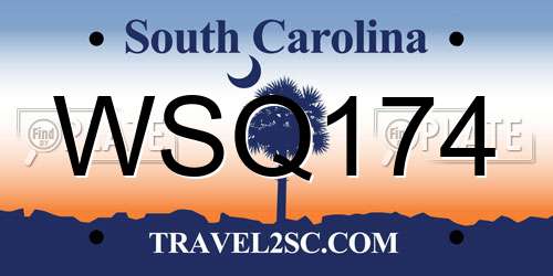 WSQ174 South Carolina License Plate