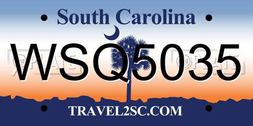 WSQ5035 South Carolina License Plate