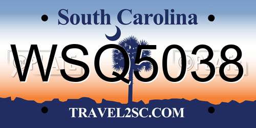 WSQ5038 South Carolina License Plate