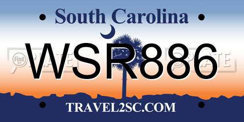 WSR886 South Carolina License Plate