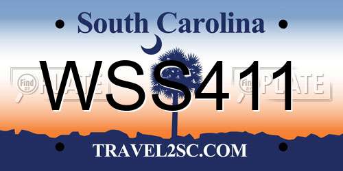 WSS411 South Carolina License Plate