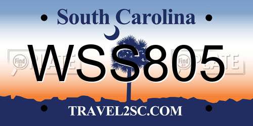 WSS805 South Carolina License Plate