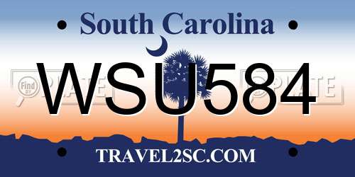 WSU584 South Carolina License Plate
