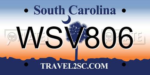WSV806 South Carolina License Plate