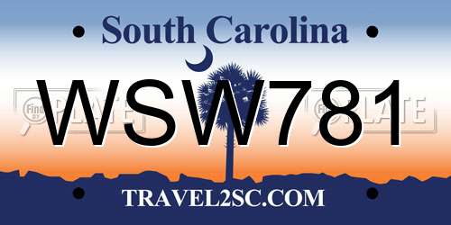 WSW781 South Carolina License Plate