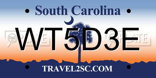 WT5D3E South Carolina License Plate