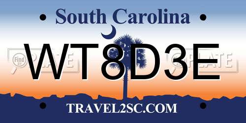 WT8D3E South Carolina License Plate