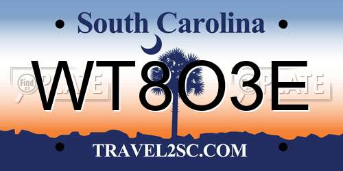 WT8O3E South Carolina License Plate