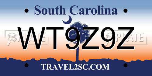 WT9Z9Z South Carolina License Plate
