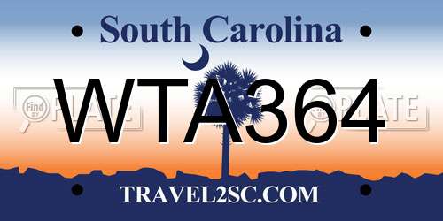 WTA364 South Carolina License Plate