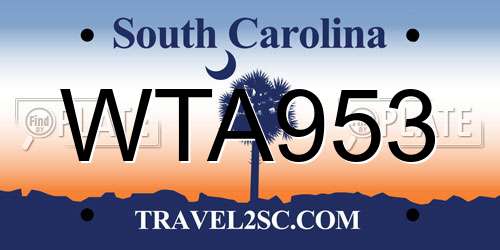 WTA953 South Carolina License Plate