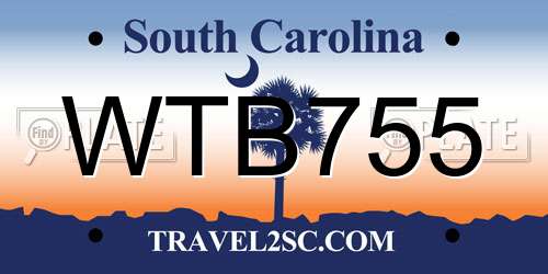 WTB755 South Carolina License Plate