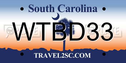 WTBD33 South Carolina License Plate